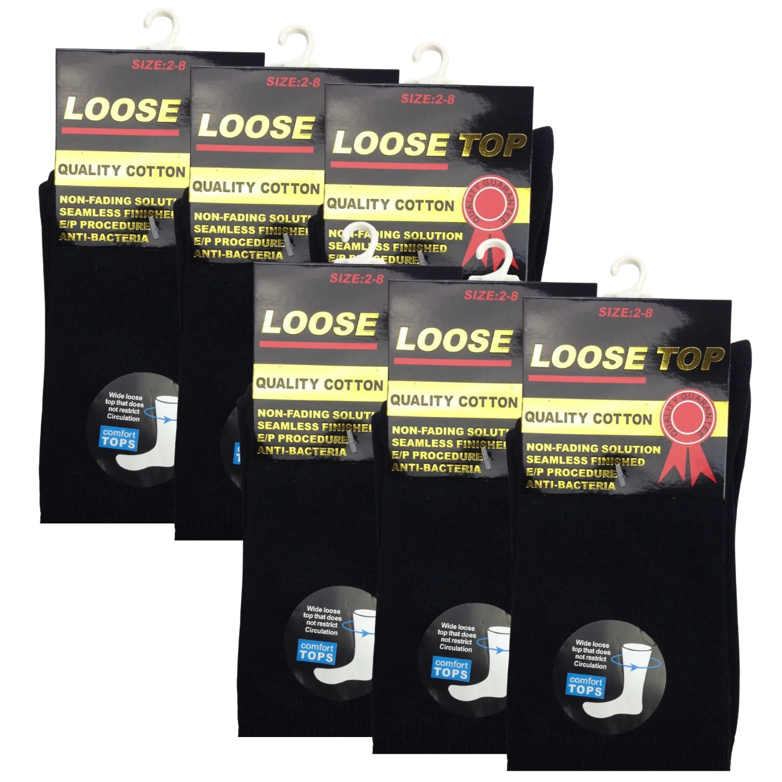 6x Pair COTTON Rich LOOSE TOP SOCKS Dress Medical Circulation Diabetic Comfort -  -