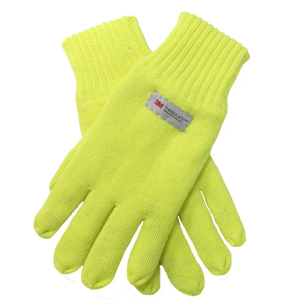 Dents 3M THINSULATE Gloves Snow Ski Knitted Hi Vis Fleece Workwear Winter - Fluro Yellow