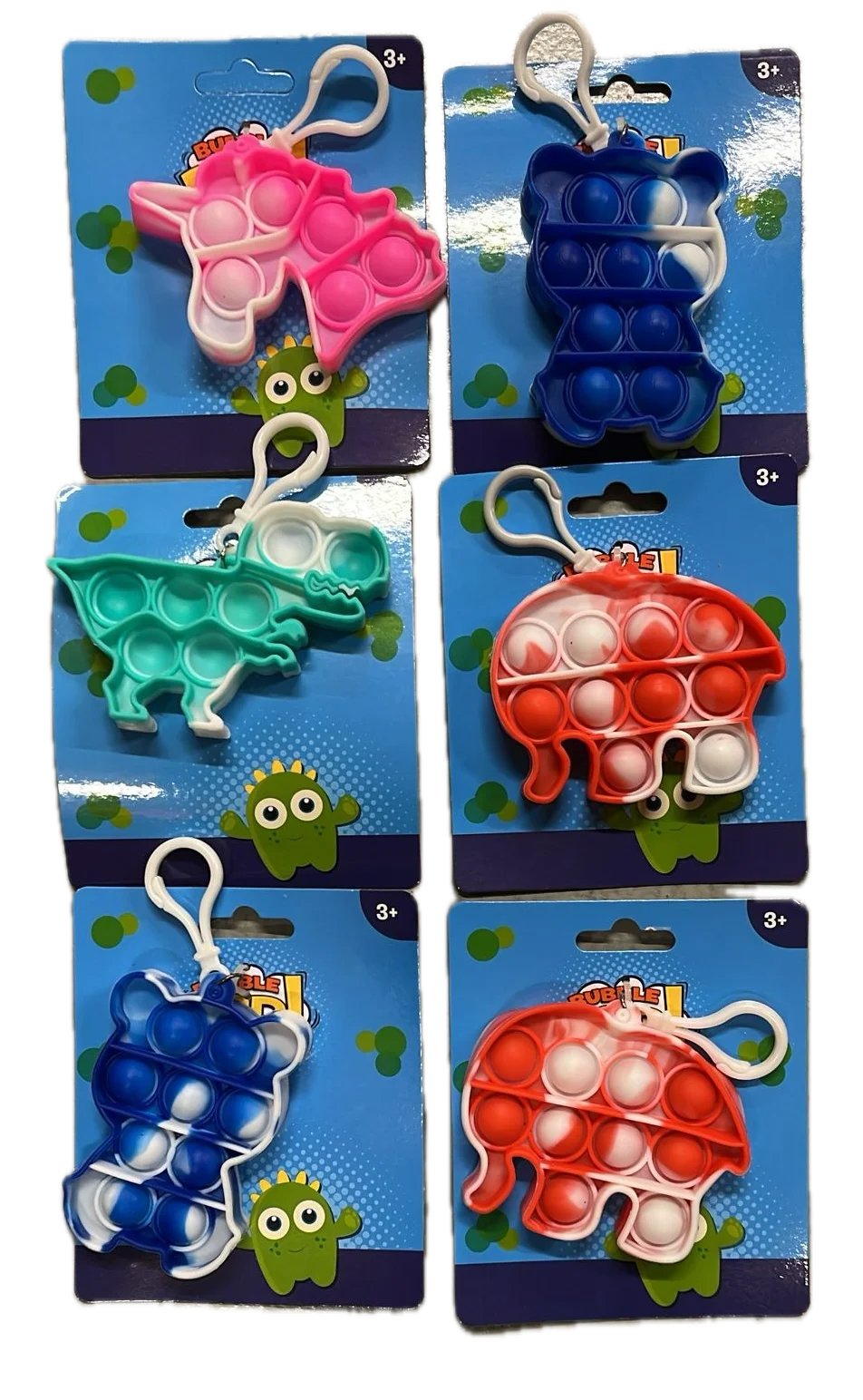 Push Bubble Pop It Fidget Keyring Squeeze Toy Sensory Silicone Stress Reliever