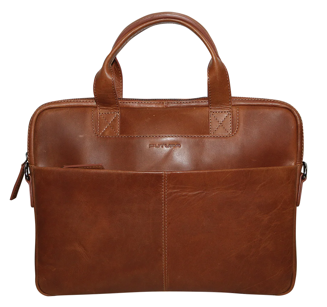 Futura Mens Slimline Laptop Bag Satchel Handbag Handles College - Brown