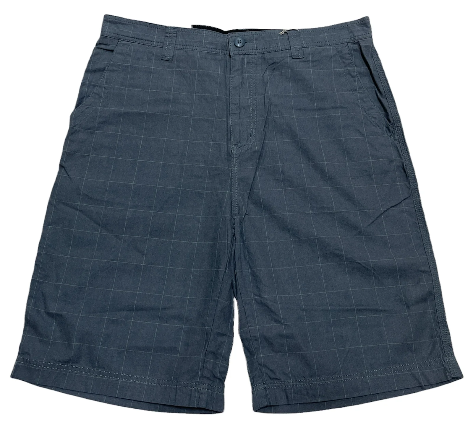 Mens 100% Cotton Summer Shorts - Check Grey - L/34