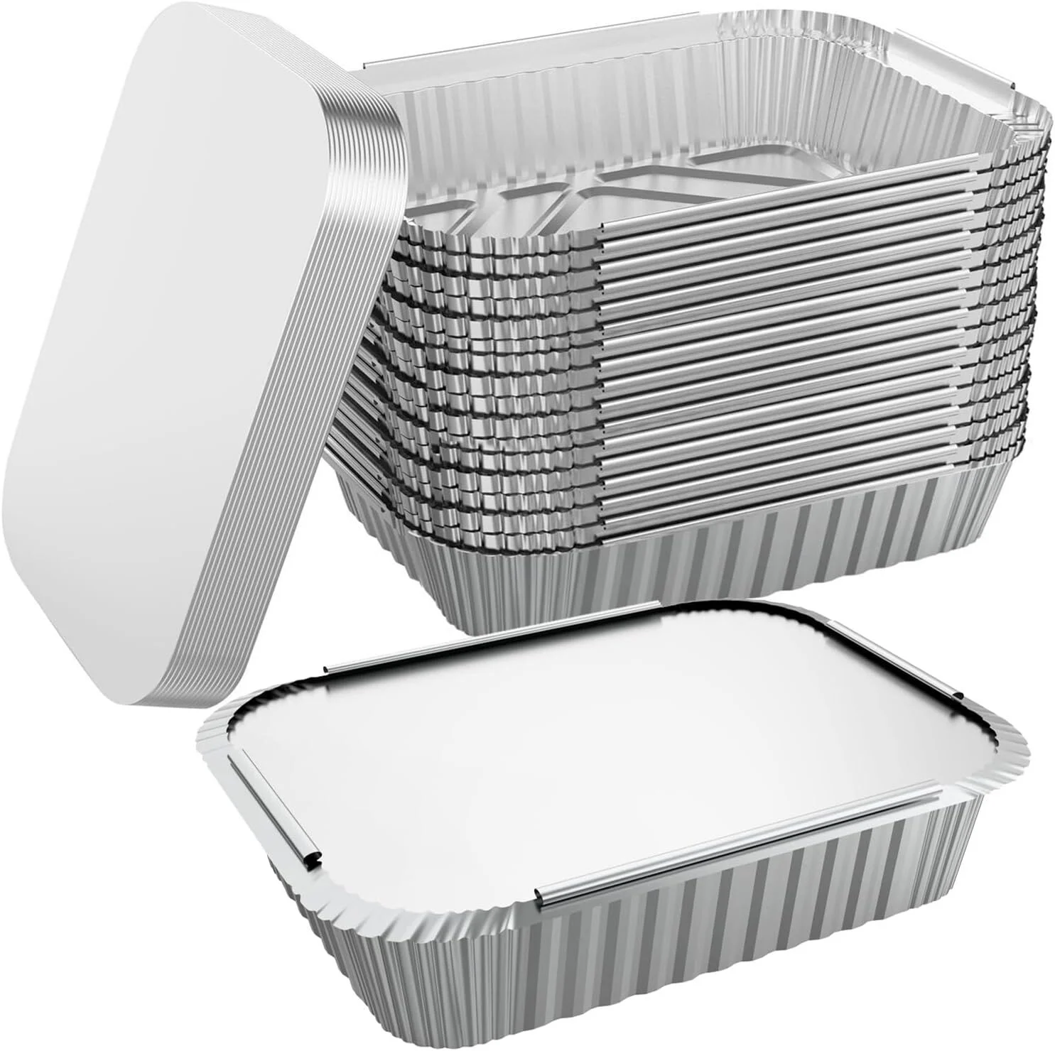 320x Aluminium Disposable Foil Food Container Trays Pans w/ Lids Covers Bulk 22x15x4.5cm