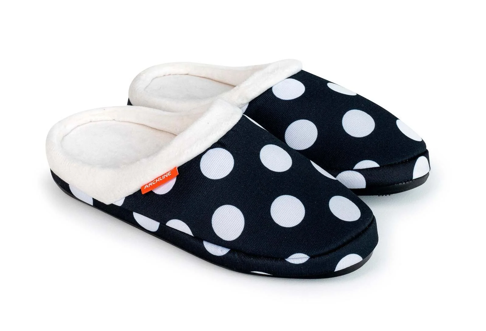 ARCHLINE Orthotic Slippers Slip On Arch Scuffs Pain Relief Moccasins - Polka Dots - EU 43