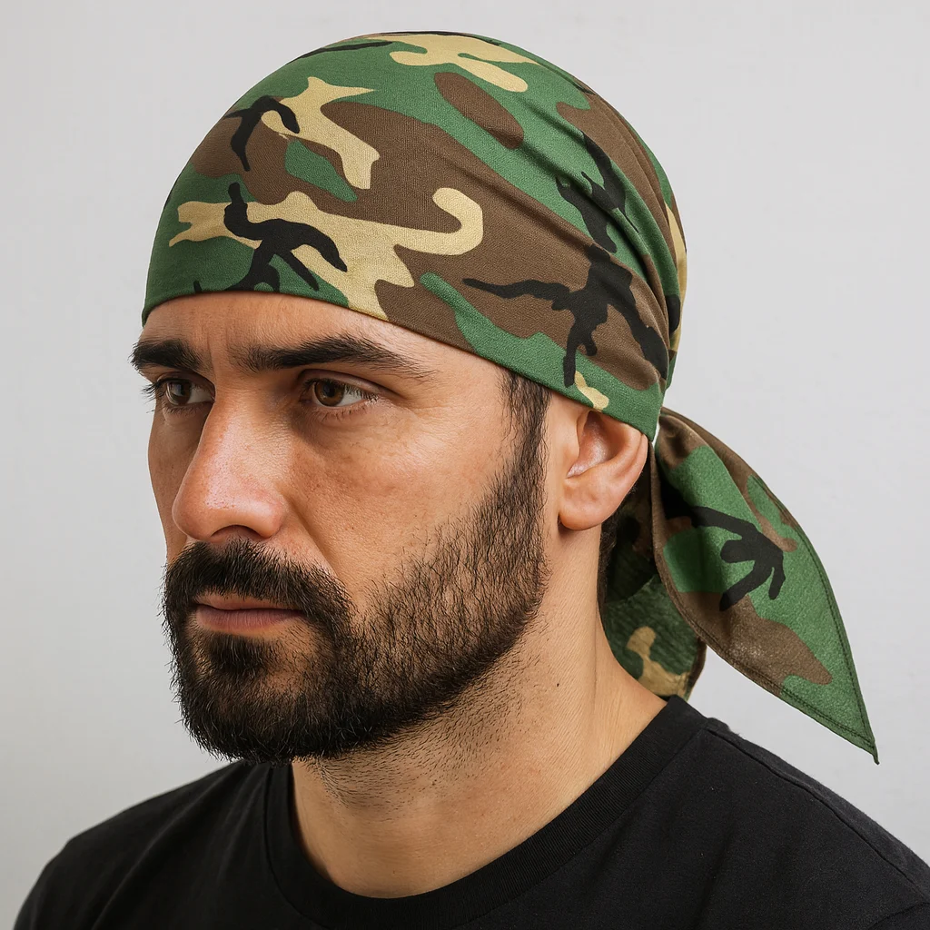 BANDANA 100% COTTON Head Wrap Durag Bandanna Summer Biker Scarf Mask - Army Camouflage