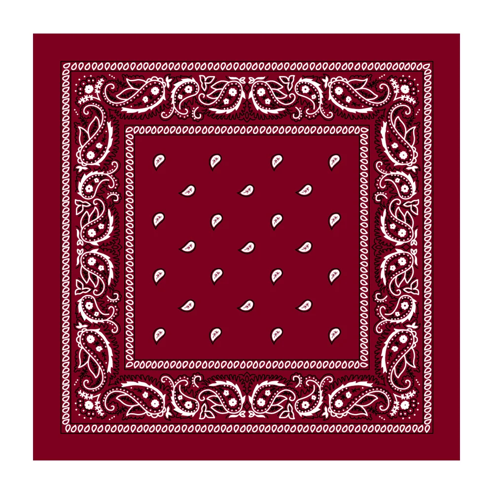 BANDANA Paisley 100% COTTON Head Wrap Durag Bandanna Summer Biker Scarf Mask - Burgundy