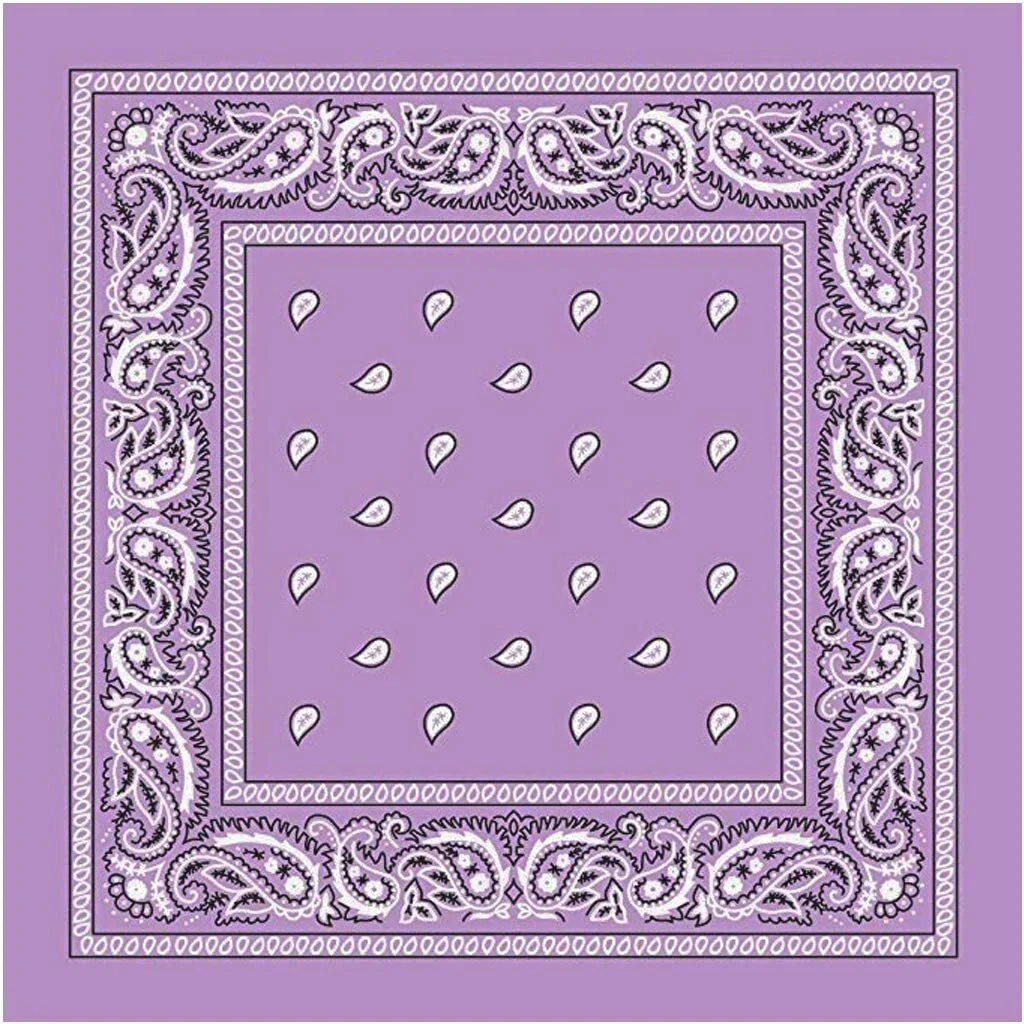BANDANA Paisley 100% COTTON Head Wrap Durag Bandanna Summer Biker Scarf Mask - Lilac
