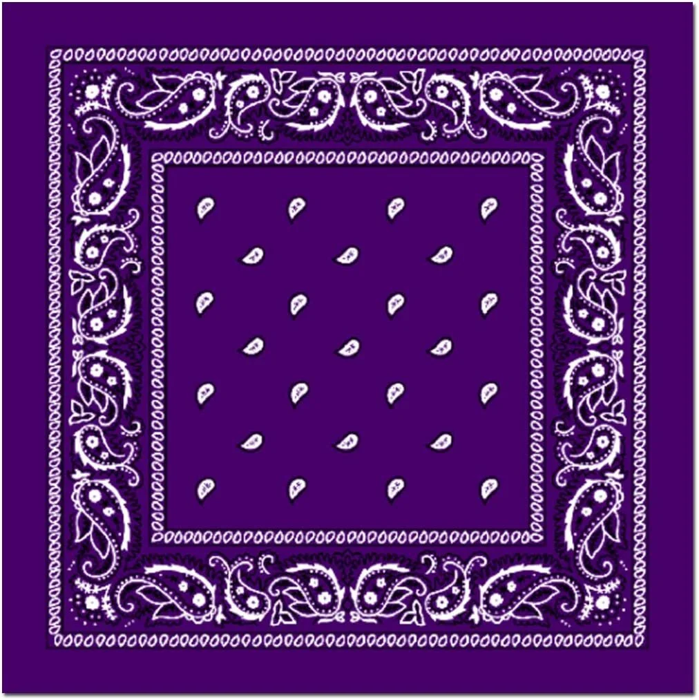 BANDANA Paisley 100% COTTON Head Wrap Durag Bandanna Summer Biker Scarf Mask - Purple