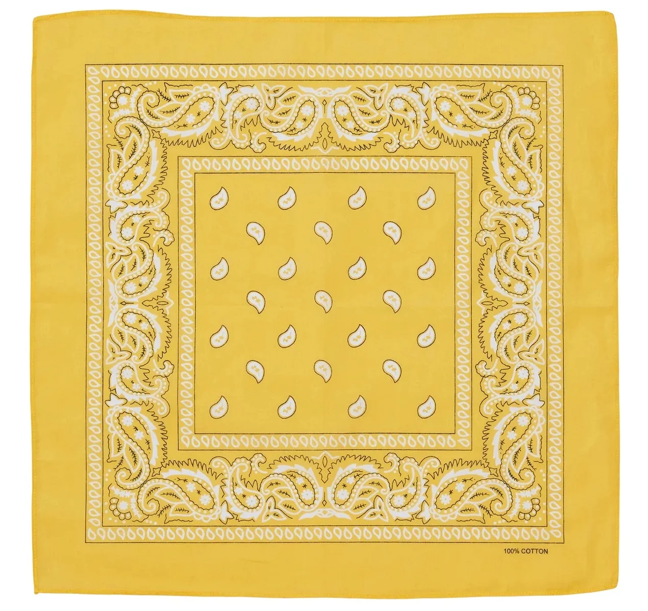 BANDANA Paisley 100% COTTON Head Wrap Durag Bandanna Summer Biker Scarf Mask - Yellow