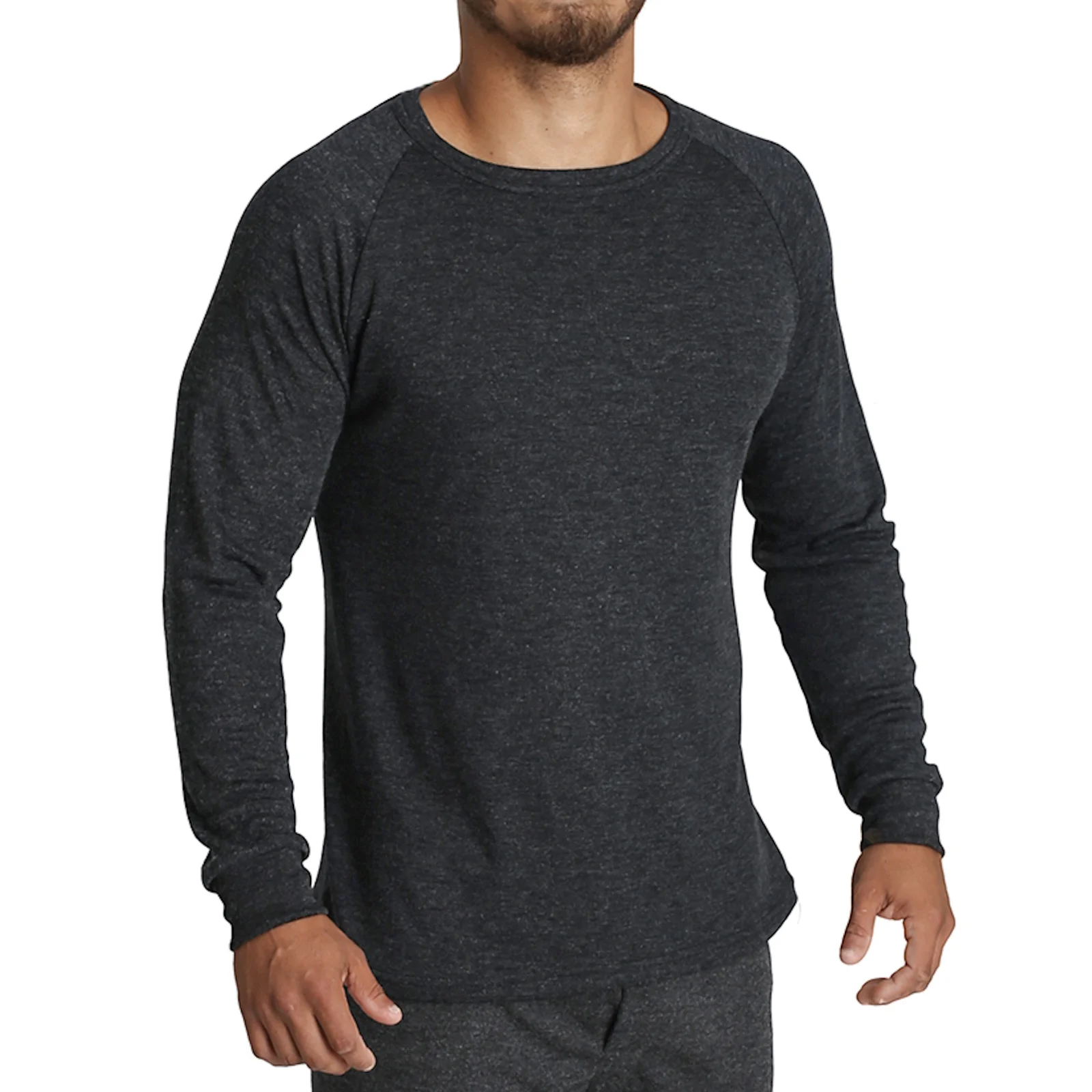 Mens Merino Wool Blend Long Sleeve Thermal Top Underwear Thermals Base Layer - Black - XL
