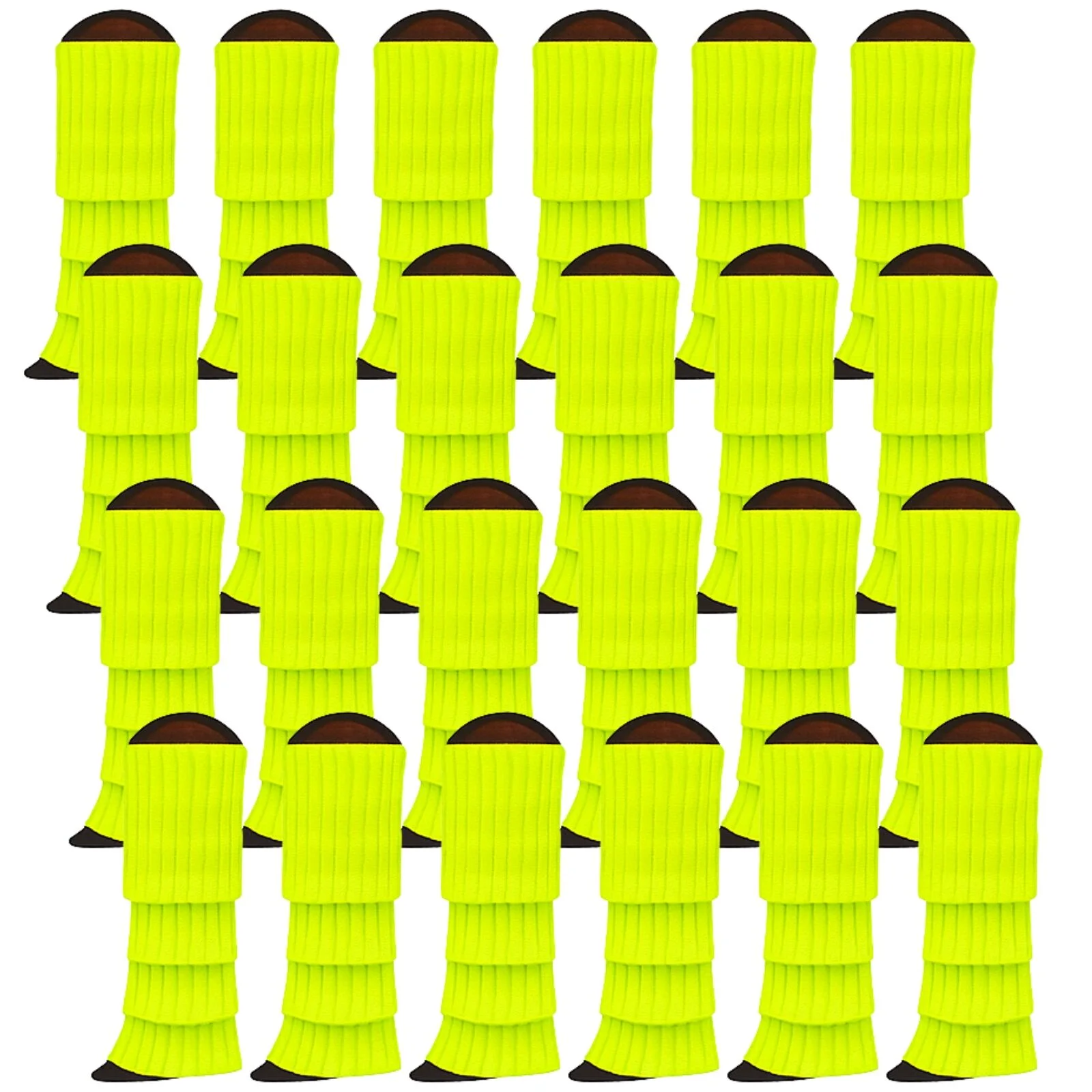 24x Womens Leg Warmers Disco Winter Knit Dance Party Crochet Legging Socks Costume - Fluro Yellow