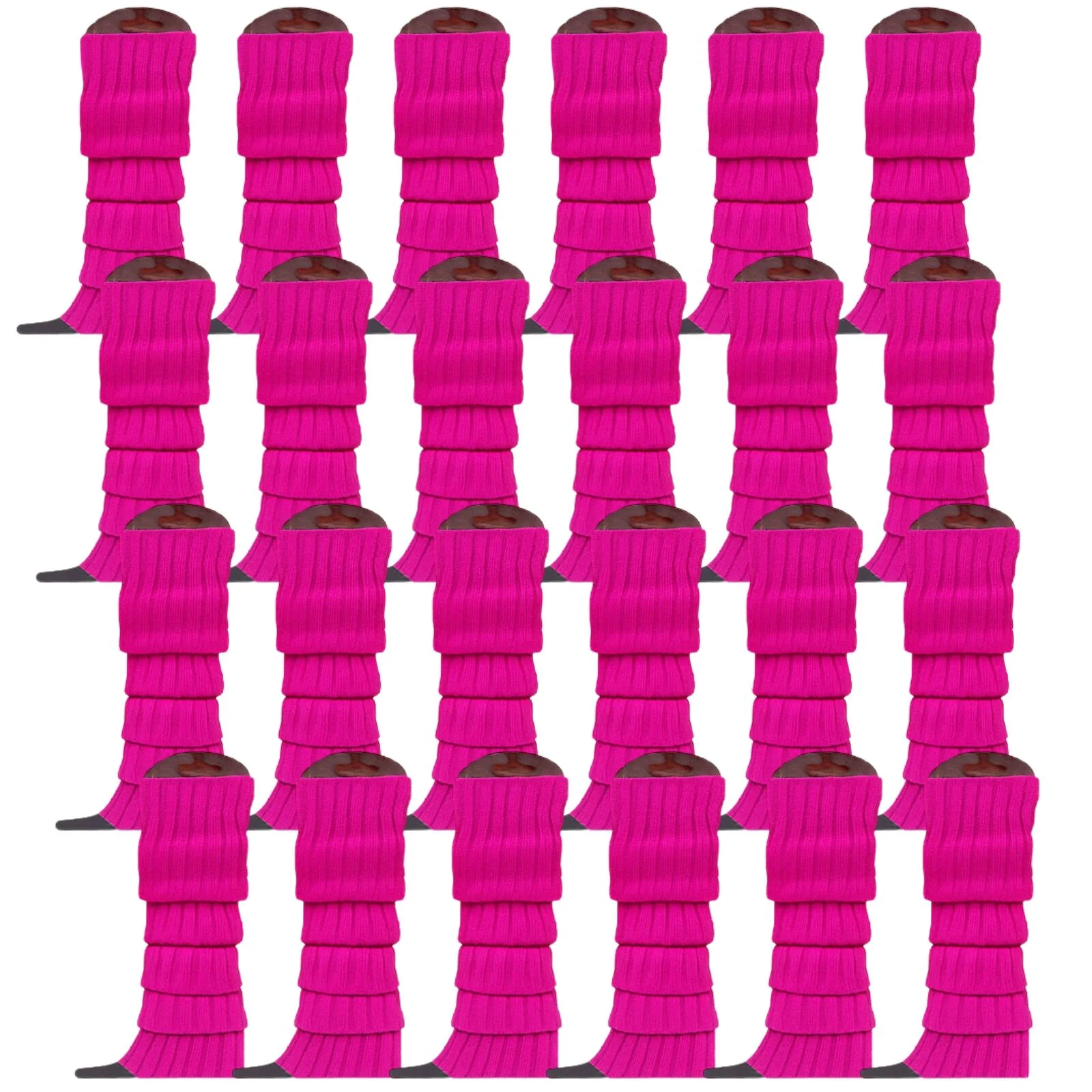 24x Womens Leg Warmers Disco Winter Knit Dance Party Crochet Legging Socks Costume - Purple