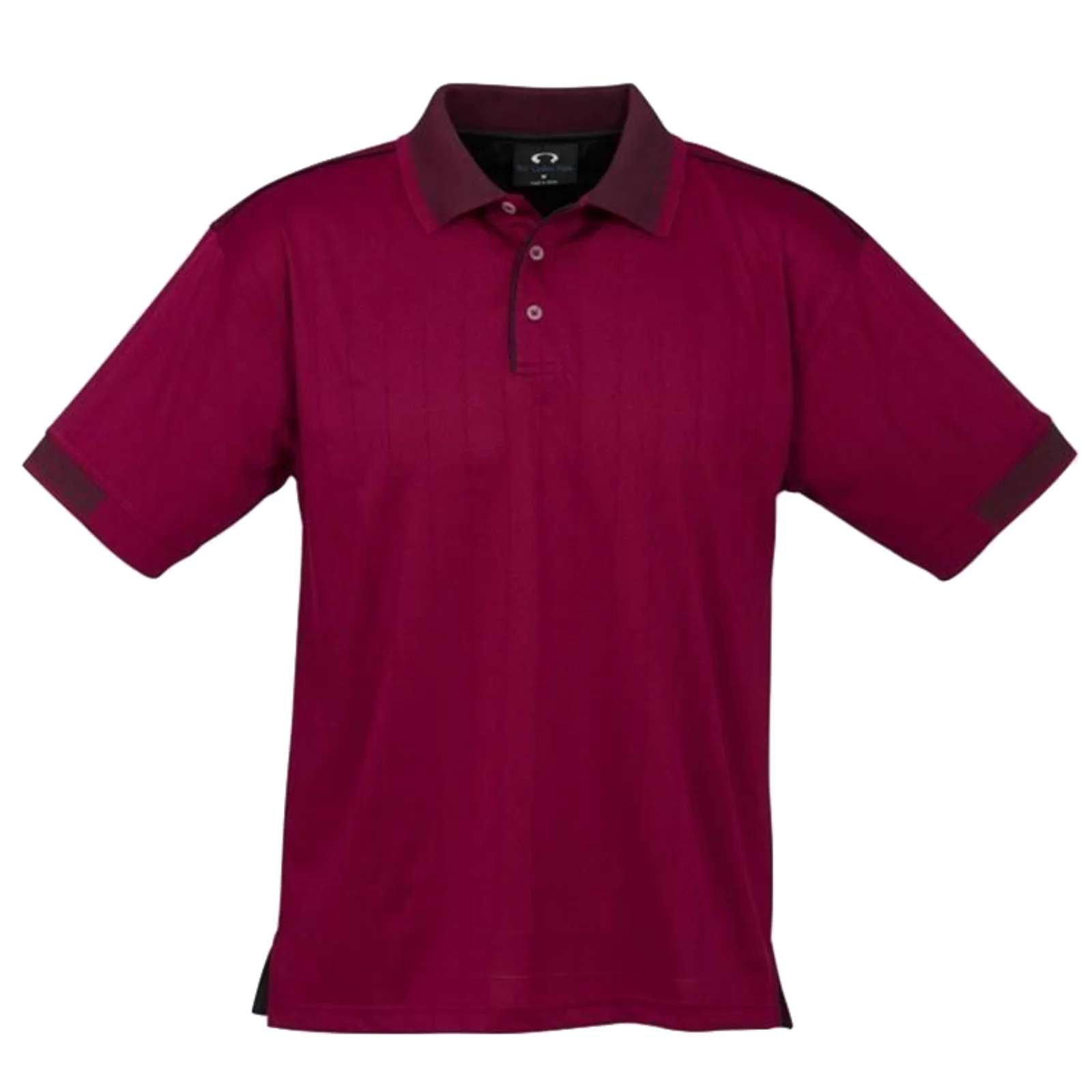 Mens Polo Shirt Breathable Top T Shirt Casual Cotton Blend Cool Dry - Maroon/Black - S