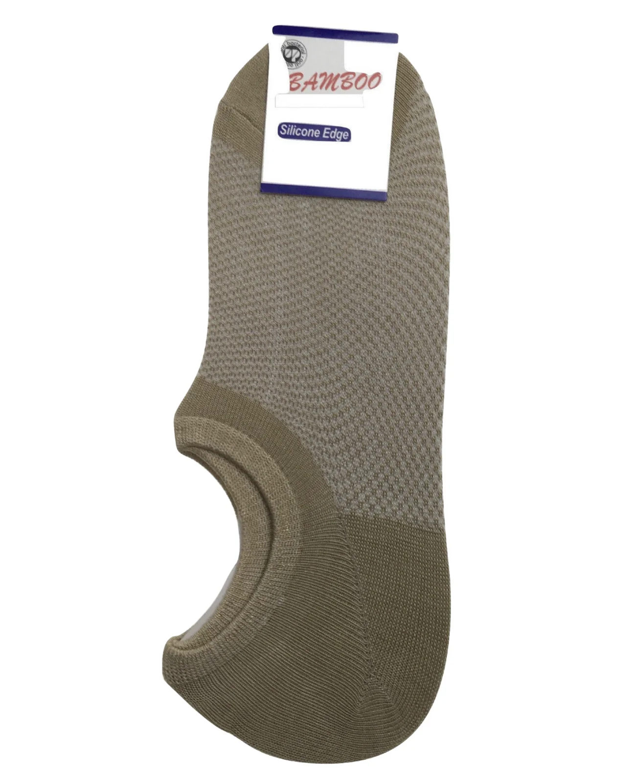 1 Pair NO SHOW BAMBOO SOCKS Non Slip Heel Grip Low Cut Invisible Footlet - Beige - 11-14