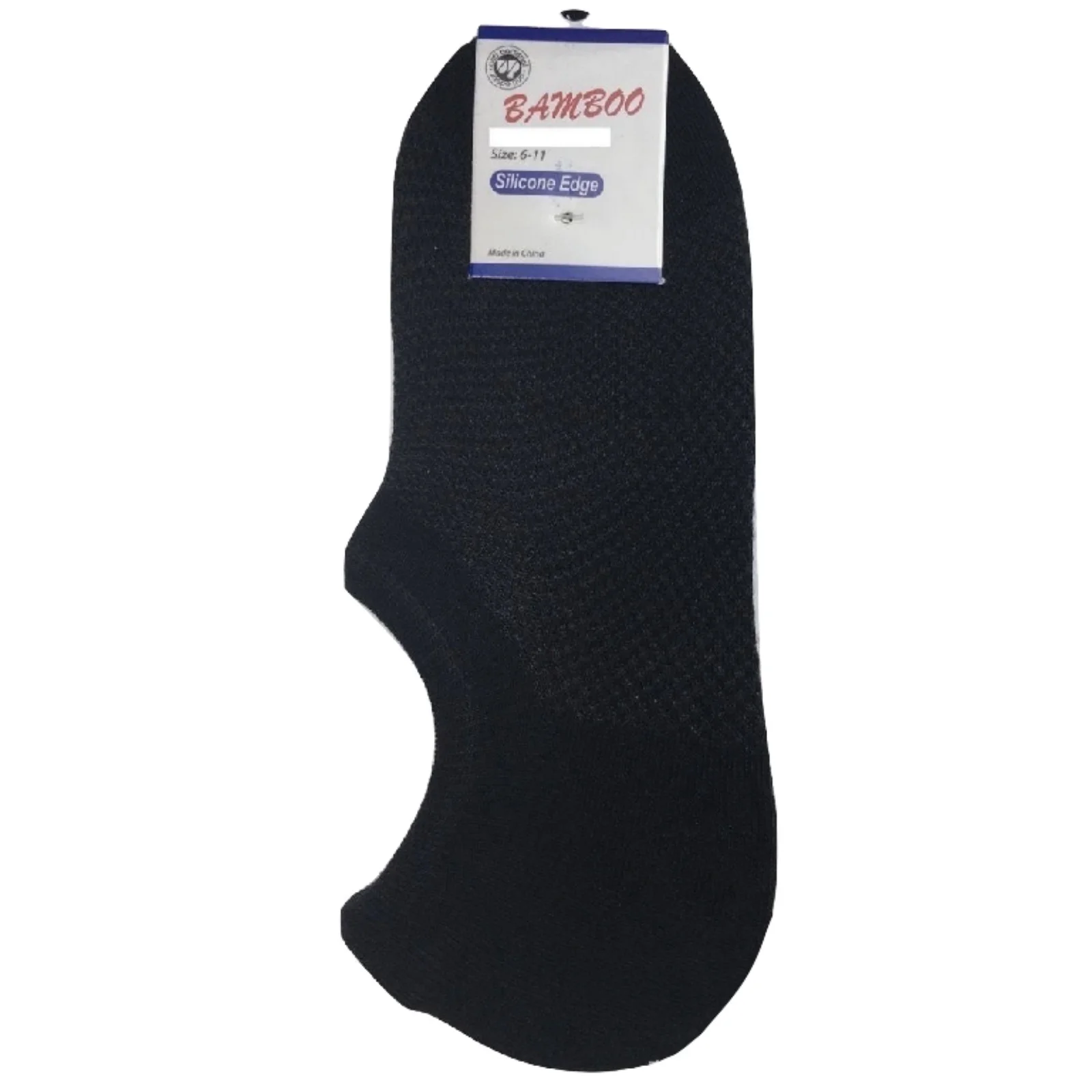 1 Pair NO SHOW BAMBOO SOCKS Non Slip Heel Grip Low Cut Invisible Footlet - Black - 11-14