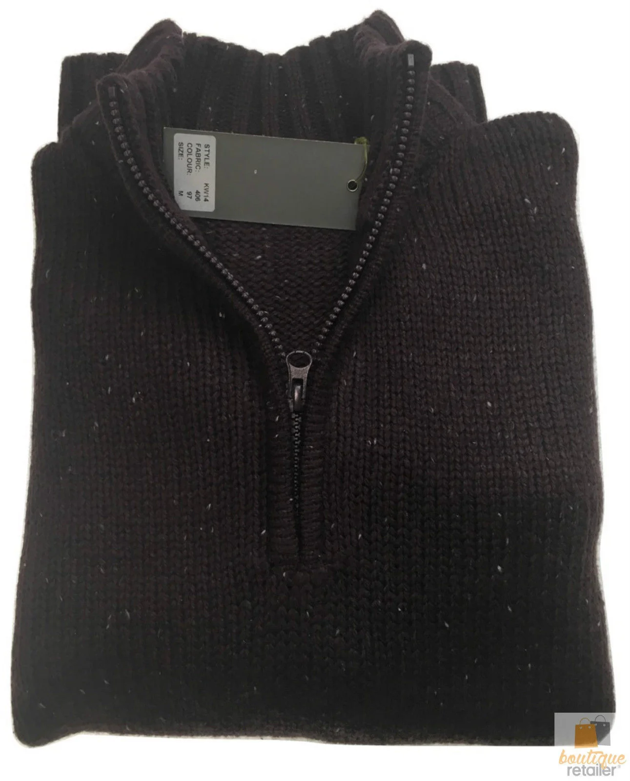 Mens Knit Jumper Pullover Sweater Knitted Casual Stretch Warm Winter  - Half Zip Burgundy 97 (KW14) - M