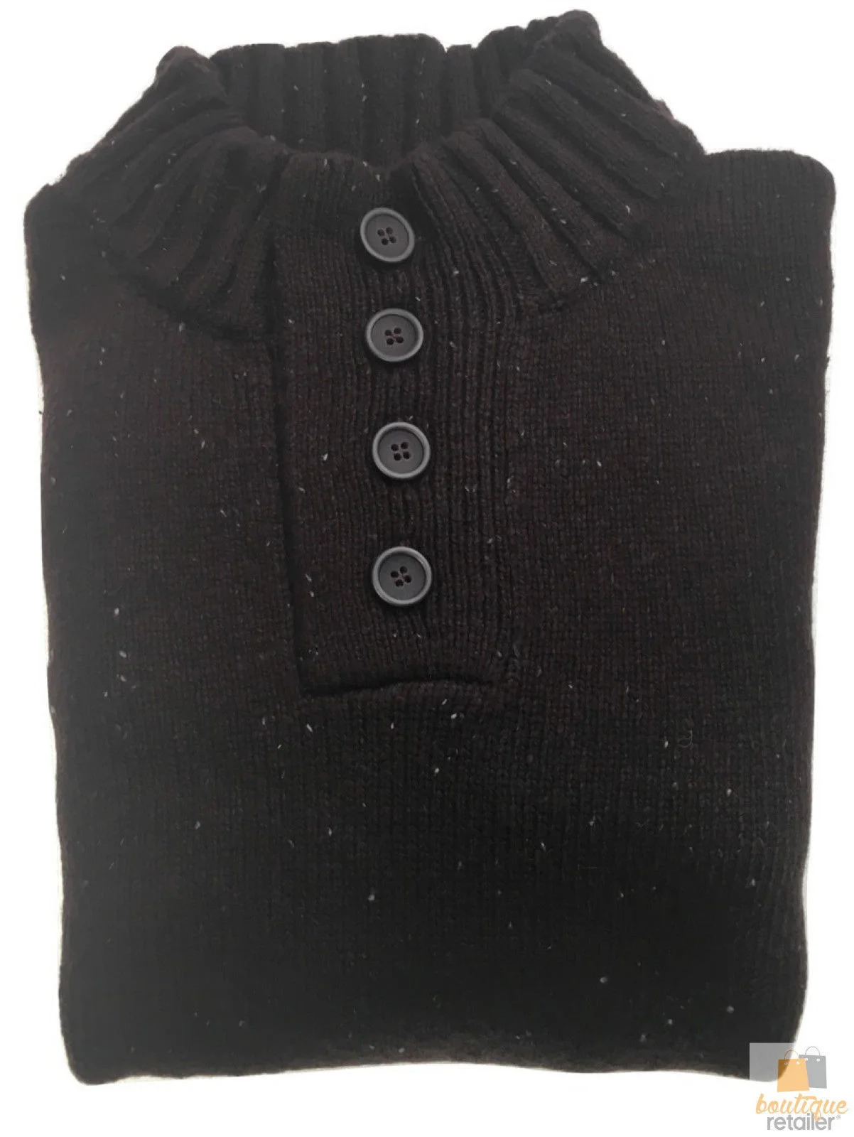 Mens Knit Jumper Pullover Sweater Knitted Casual Stretch Warm Winter - 4 Button Mulberry 94 (KW16) - L