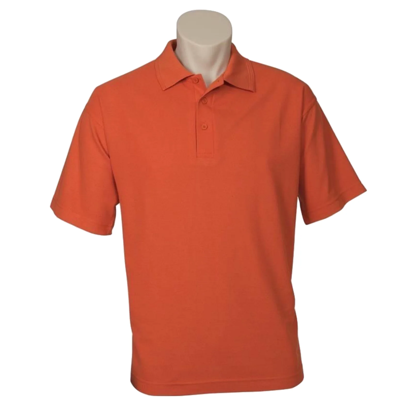 Mens Polo Top Shirt Plain Casual Short Sleeve Pique Knit UPF T-Shirt - Orange - L