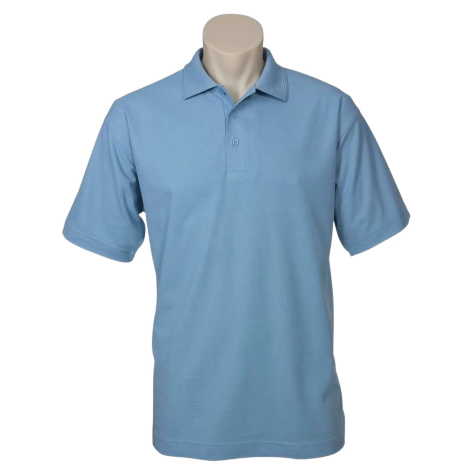 Mens Polo Top Shirt Plain Casual Short Sleeve Knit Basic T-Shirt - Sky Blue - XL