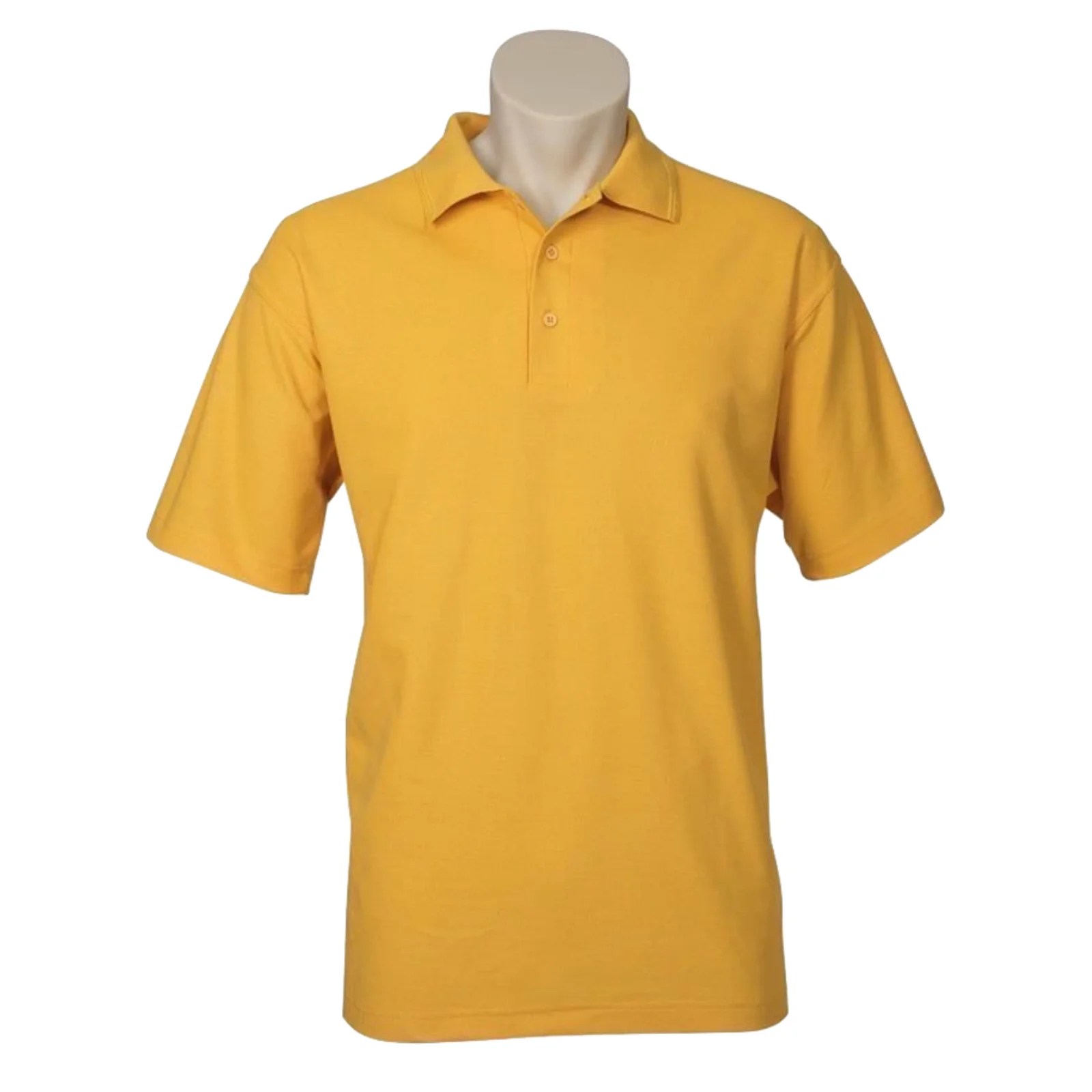 Mens Polo Top Shirt Plain Casual Short Sleeve Knit Basic T-Shirt - Yellow - XXL