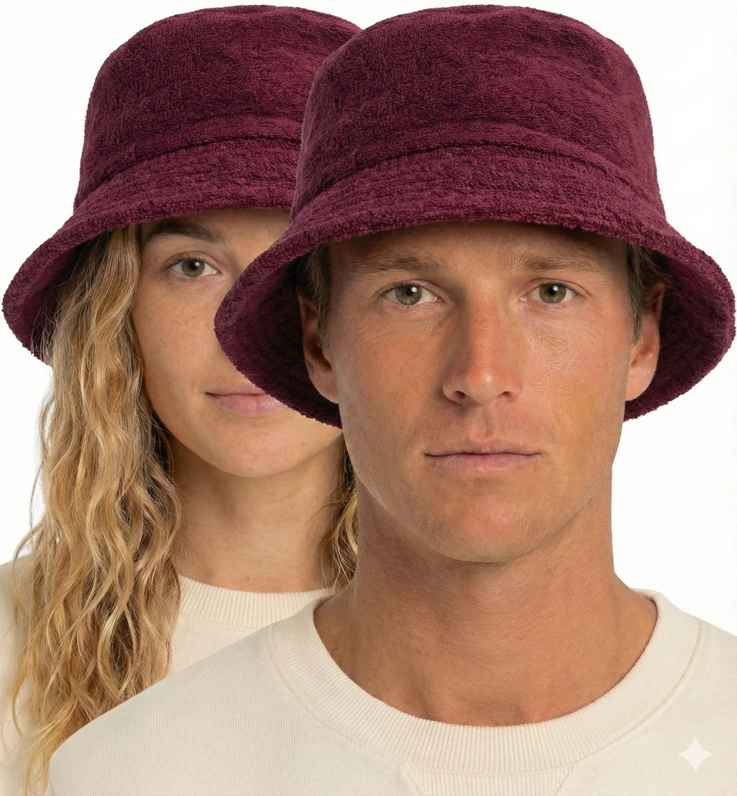 100% Cotton Terry Towelling Bucket Hat Daggy Fishing Camping Lad Cap in Burgundy - Medium