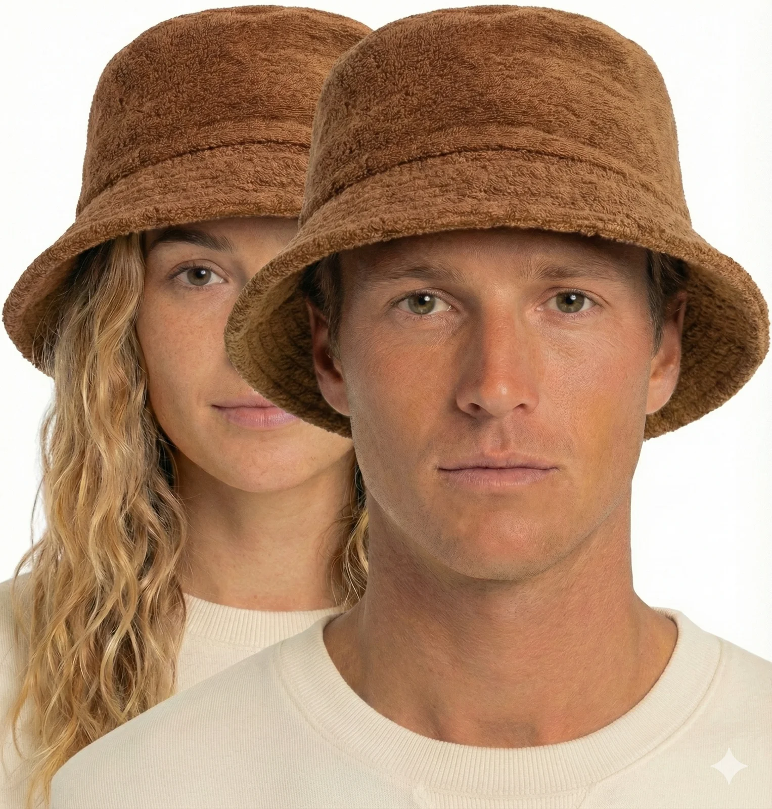 100% Cotton Terry Towelling Bucket Hat Daggy Fishing Camping Lad Cap in Tan Brown - X-Large