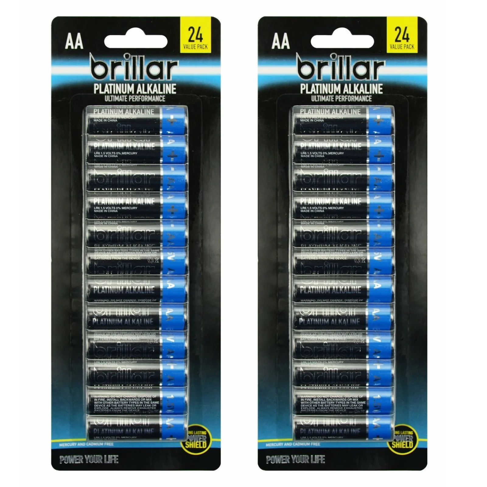 2 Packs of 24 Brillar AA Platinum Alkaline Batteries Long Lasting Power Home