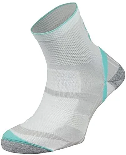 BRBL Atlas Socks Hiking Trekking Trail Run Outdoor Camping MADE IN ITALY Crew - White/Aqua - S