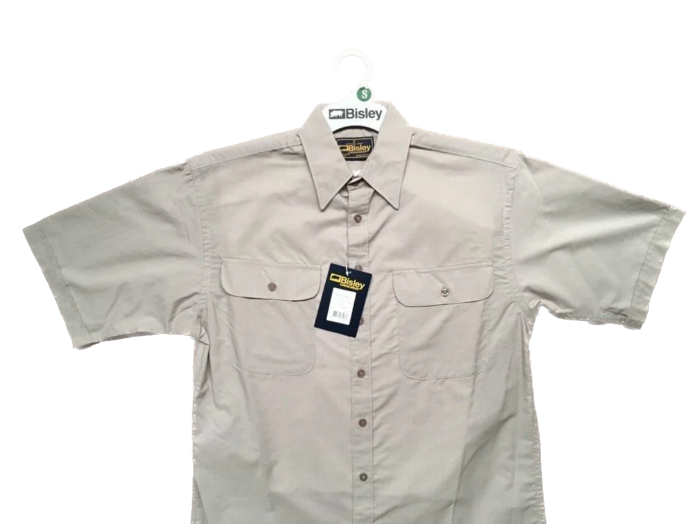 BISLEY SHORT SLEEVE SHIRT Everyday Casual Business Work Cotton Blend Check - BS2486_BBOG (BOG) - S