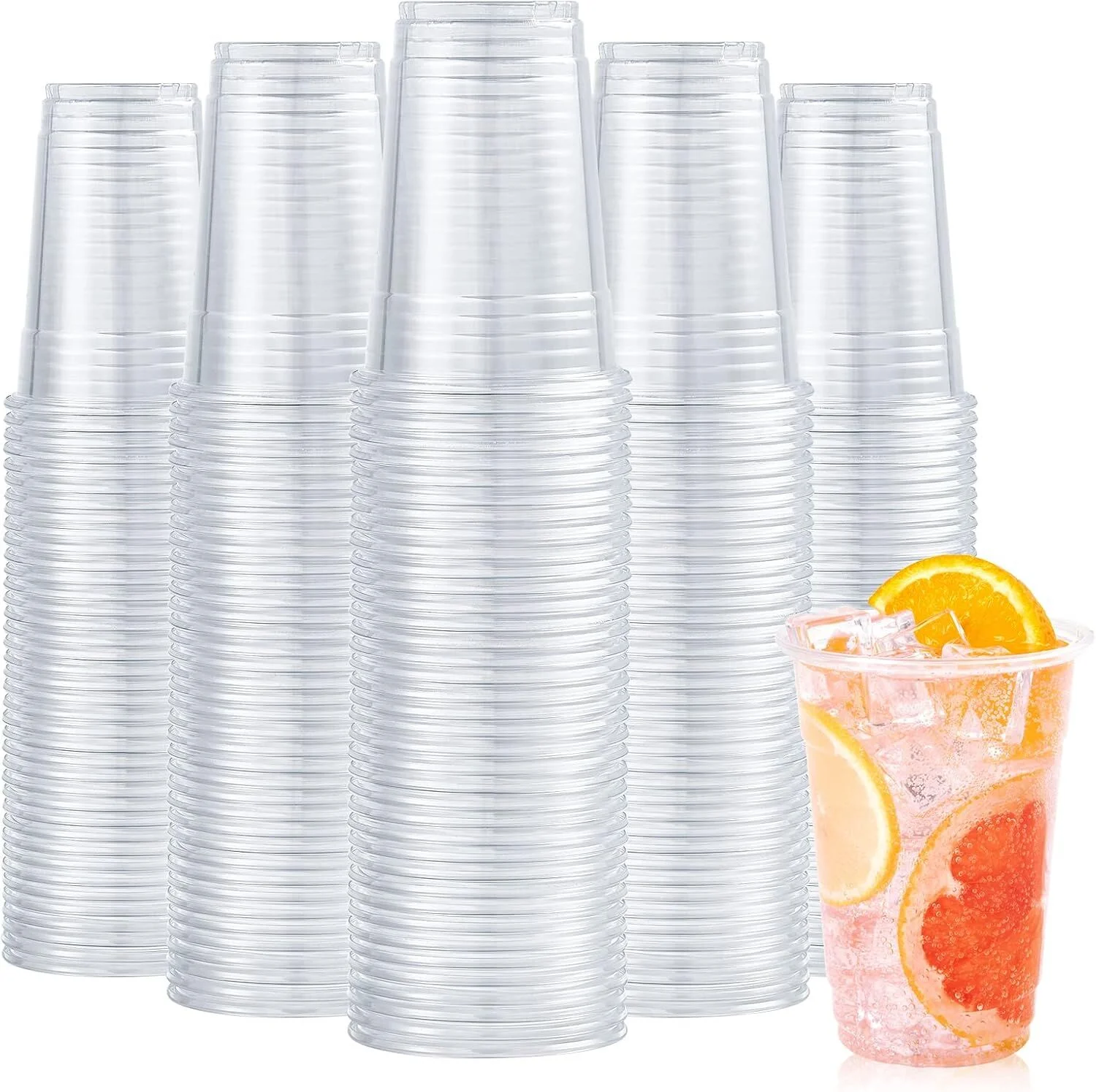 540x 16oz (480ml) Premium Plastic Clear Cups Extra Strong PET BPA Free