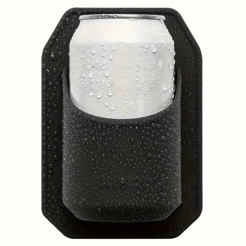 Silicone Shower Beer Holder Wall Mounted Beverage Can Rack Self Adhesive in Black