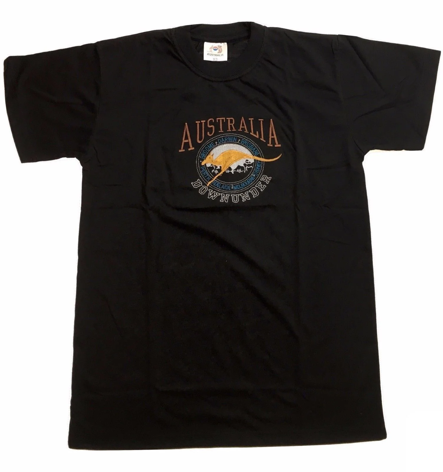 Adult Australia Kangaroo T Shirt Australia Day Souvenir Tee Top 100% Cotton - Black - S