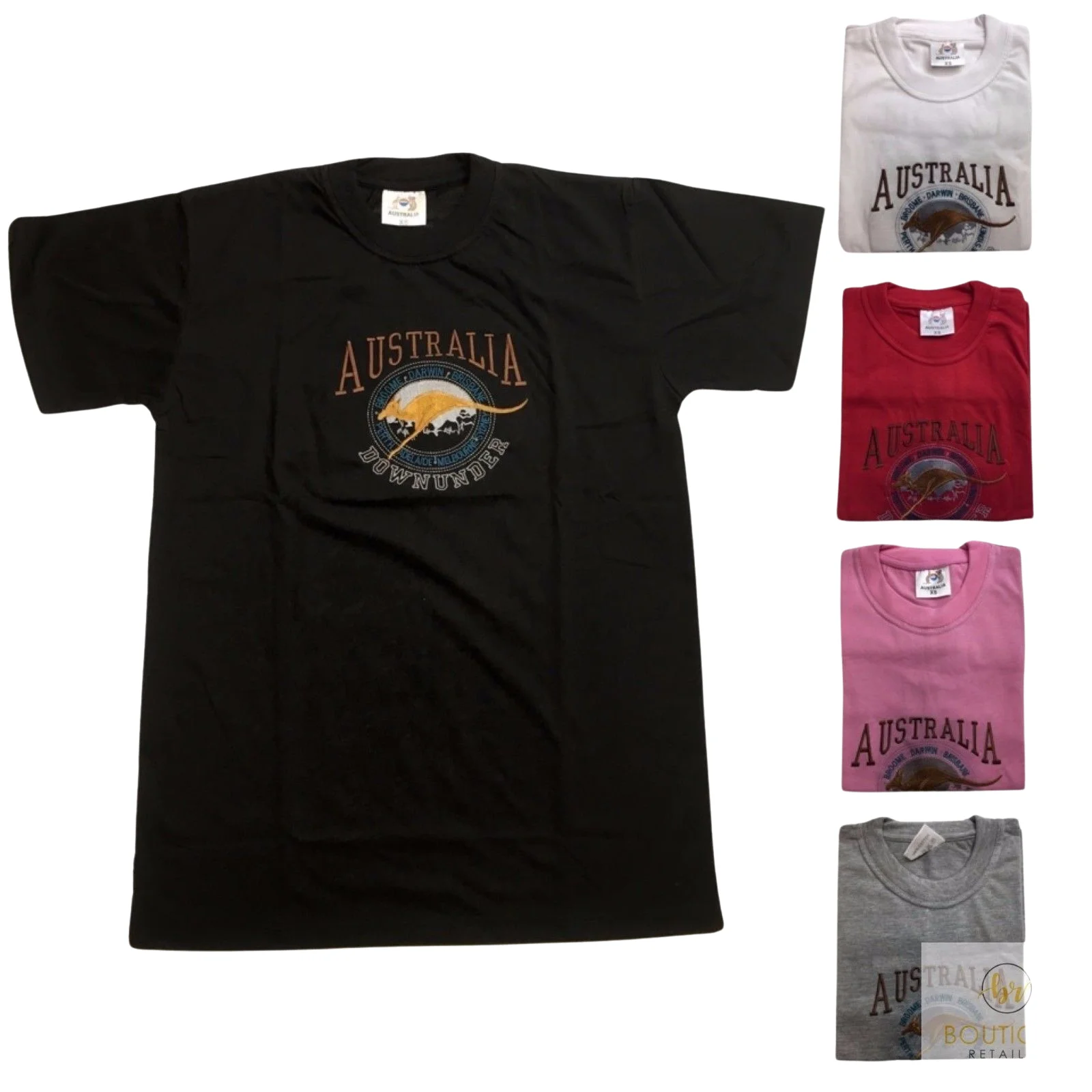 Adult Australia Kangaroo T Shirt Australia Day Souvenir Tee Top 100% Cotton - Pink - M