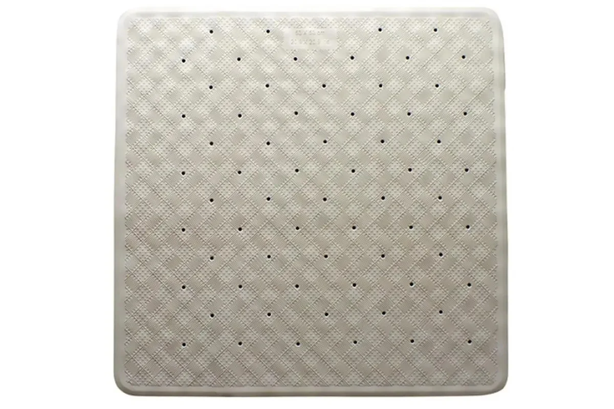 Square Anti Slip Loofah Shower Rug Non Slip Bathroom Bath Mat Water Drains Beige
