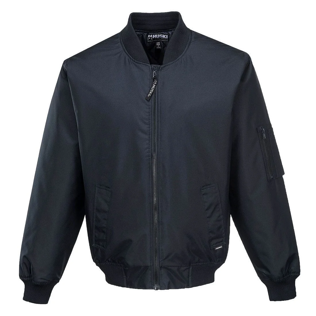 HUSKI Mens Quilted Combat Bomber Waterproof Jacket Windproof Workwear Coat - Navy