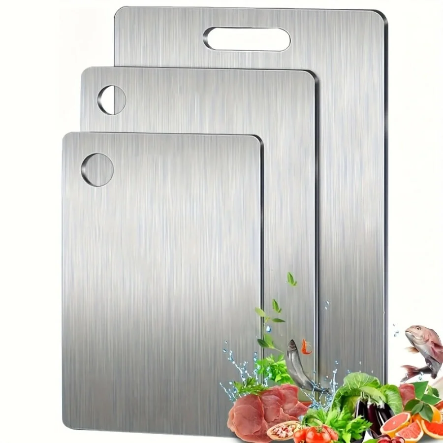 3x Stainless Titanium Steel Anti-Bacterial Mildew-Proof Cutting Chopping Boards