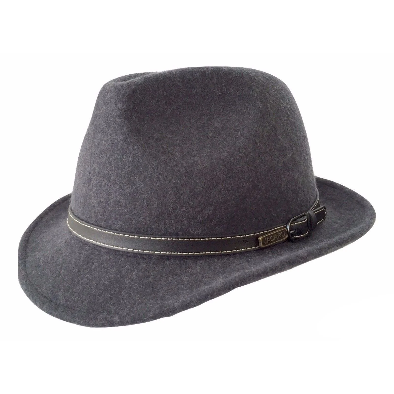 JACARU 1848 Wool Trilby Fedora Hat 100% Australian Wool Travel - Charcoal