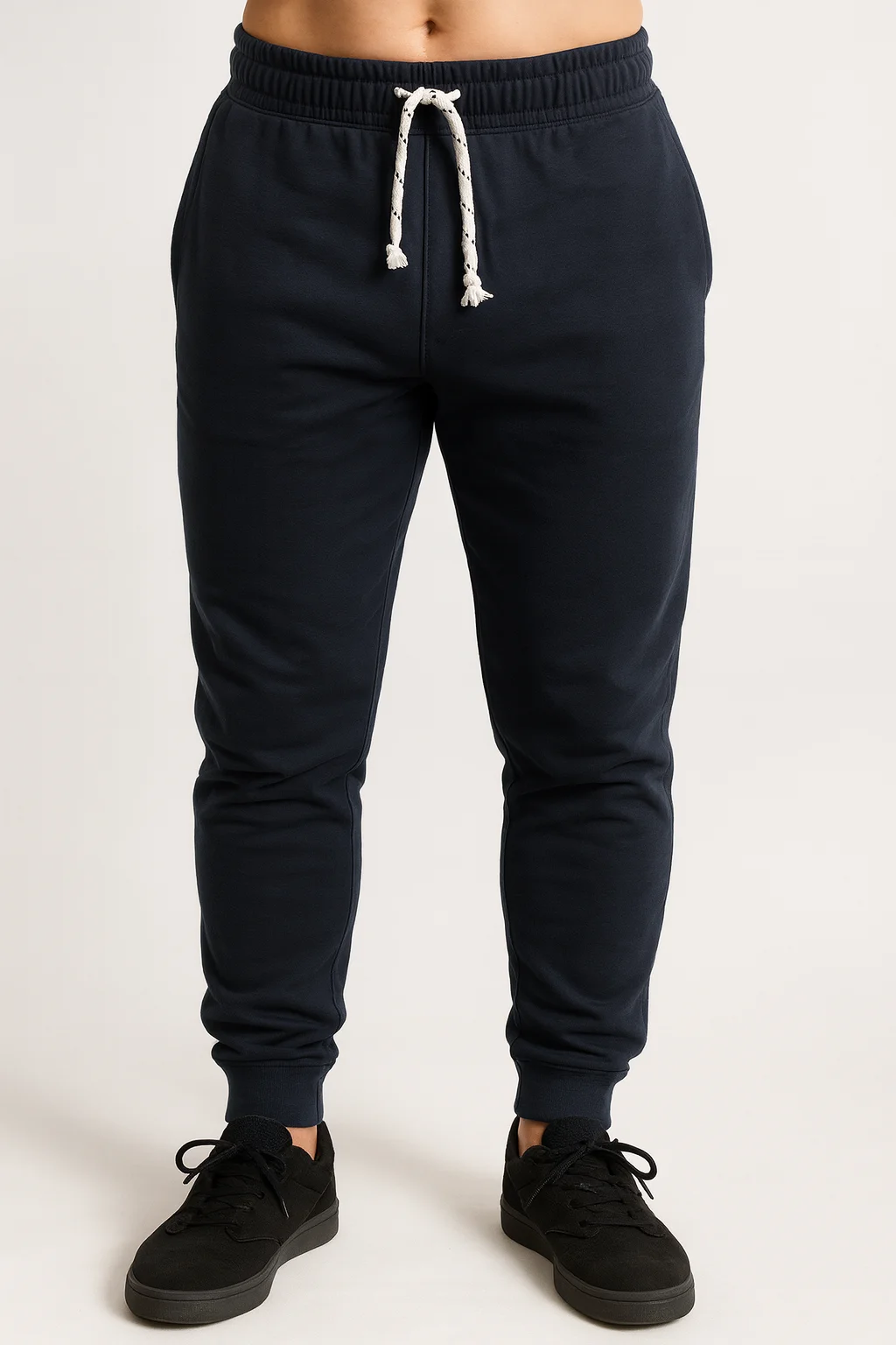 Mens Skinny TRACK PANTS Slim Cuff Trousers Gym Trackies Sport Bottoms Joggers - Navy (Polyester) - XL