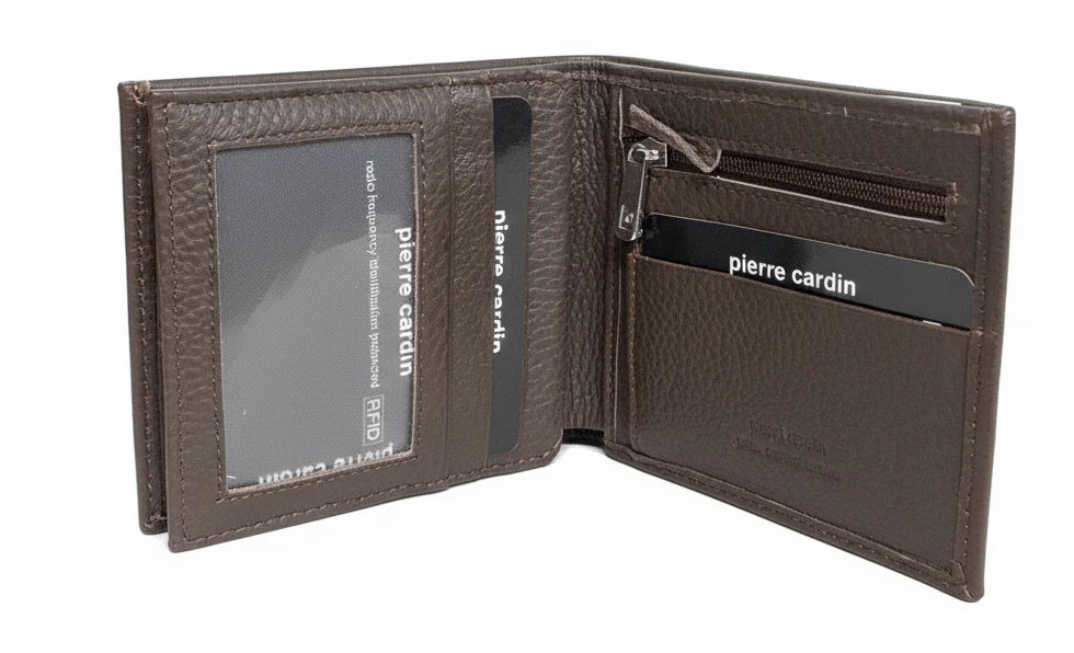 Pierre Cardin Mens Leather Tri Fold Wallet w/ RFID Protection - Brown