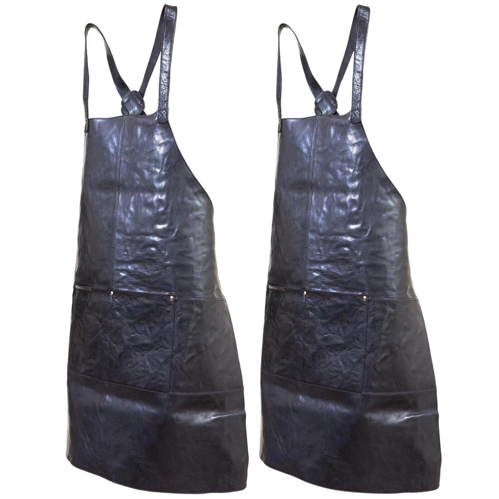 2x Pierre Cardin Professional Leather Apron Butcher Woodwork Barber Chef - Black