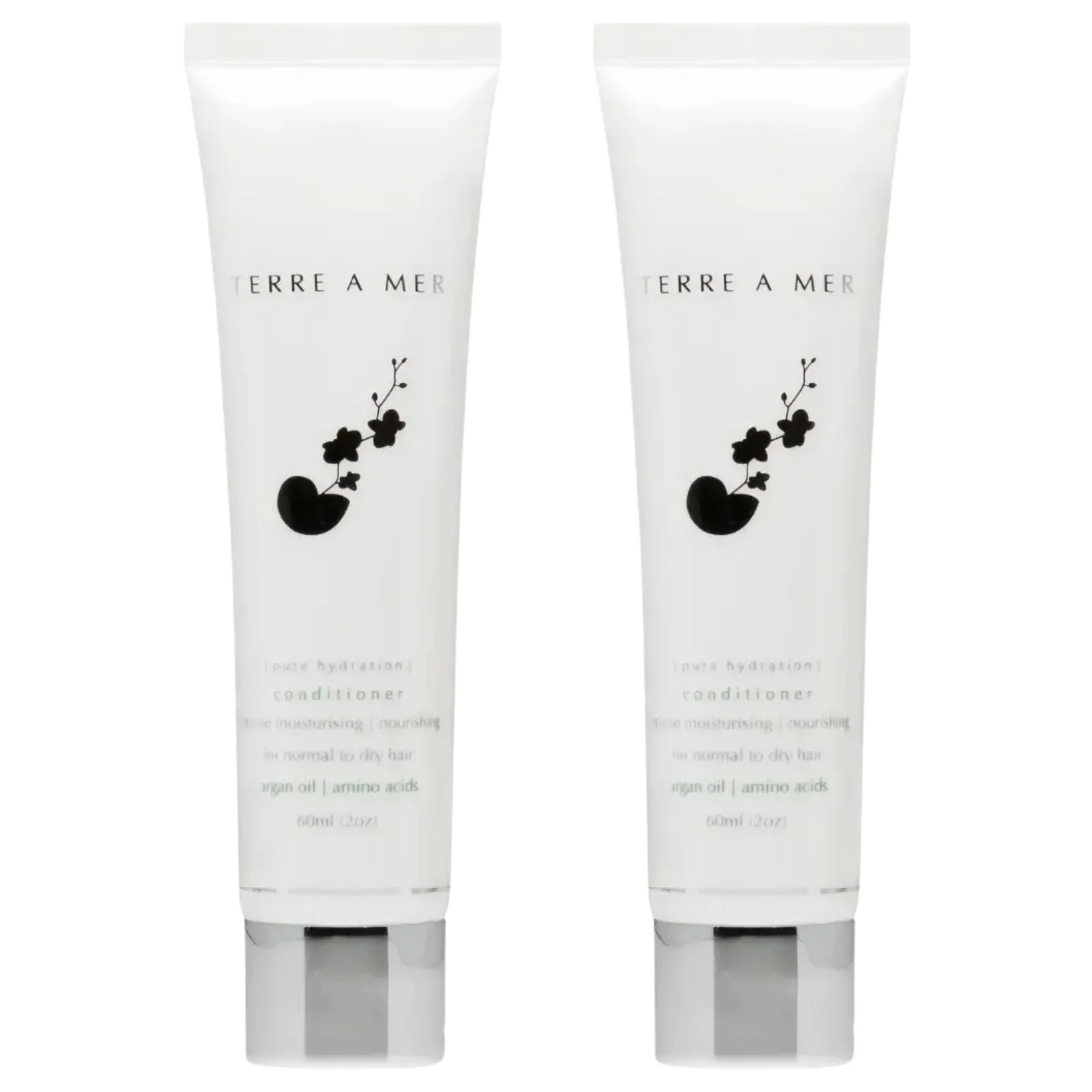 2x Terre A Mer Pure Hydration Amino Acid/Argan Conditioner - 60ml Travel Size