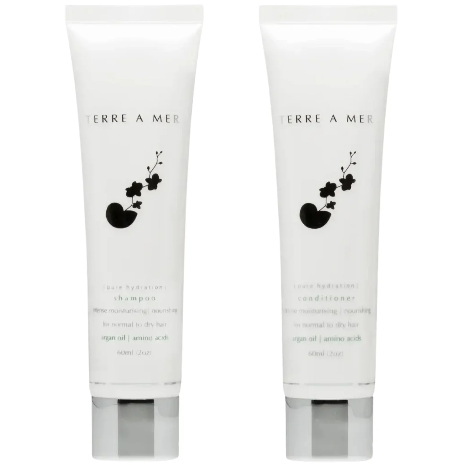 Terre A Mer Pure Hydration Amino Acid/Argan Oil Shampoo & Conditioner - 60ml Travel Size