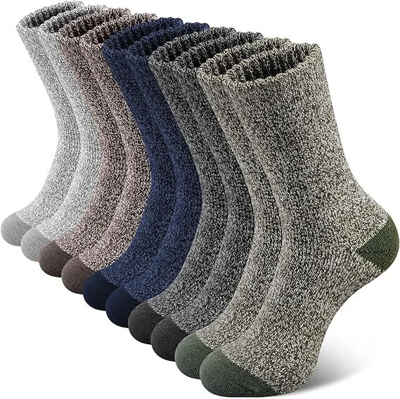 6 Pairs Heavy Duty Wool Blend Work Socks Extra Thick Cushion in Assorted Colours - 2-8