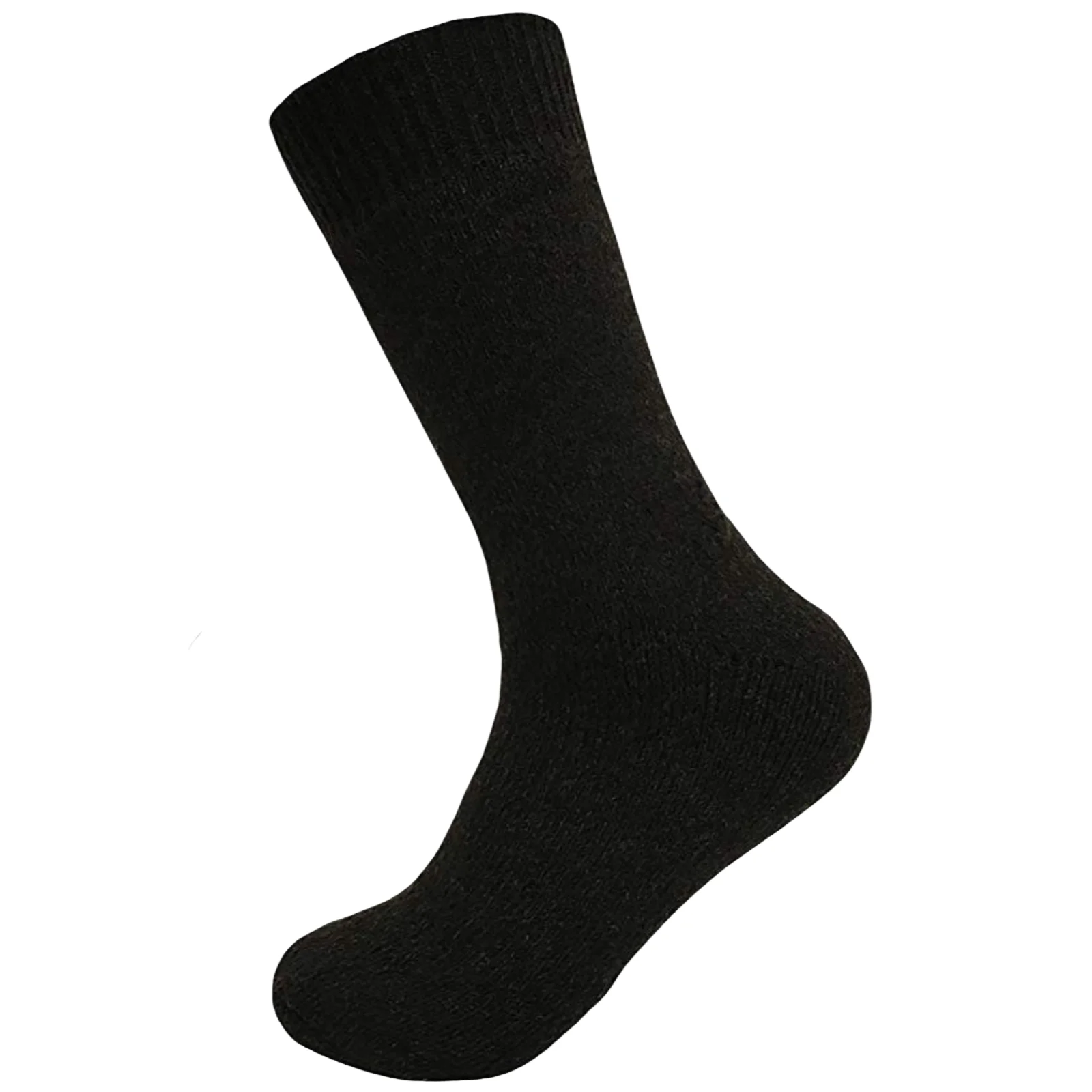Merino Wool Mens Loose Top Thermal Socks Diabetic Comfort Circulation - 1 Pair - Black - 11-14