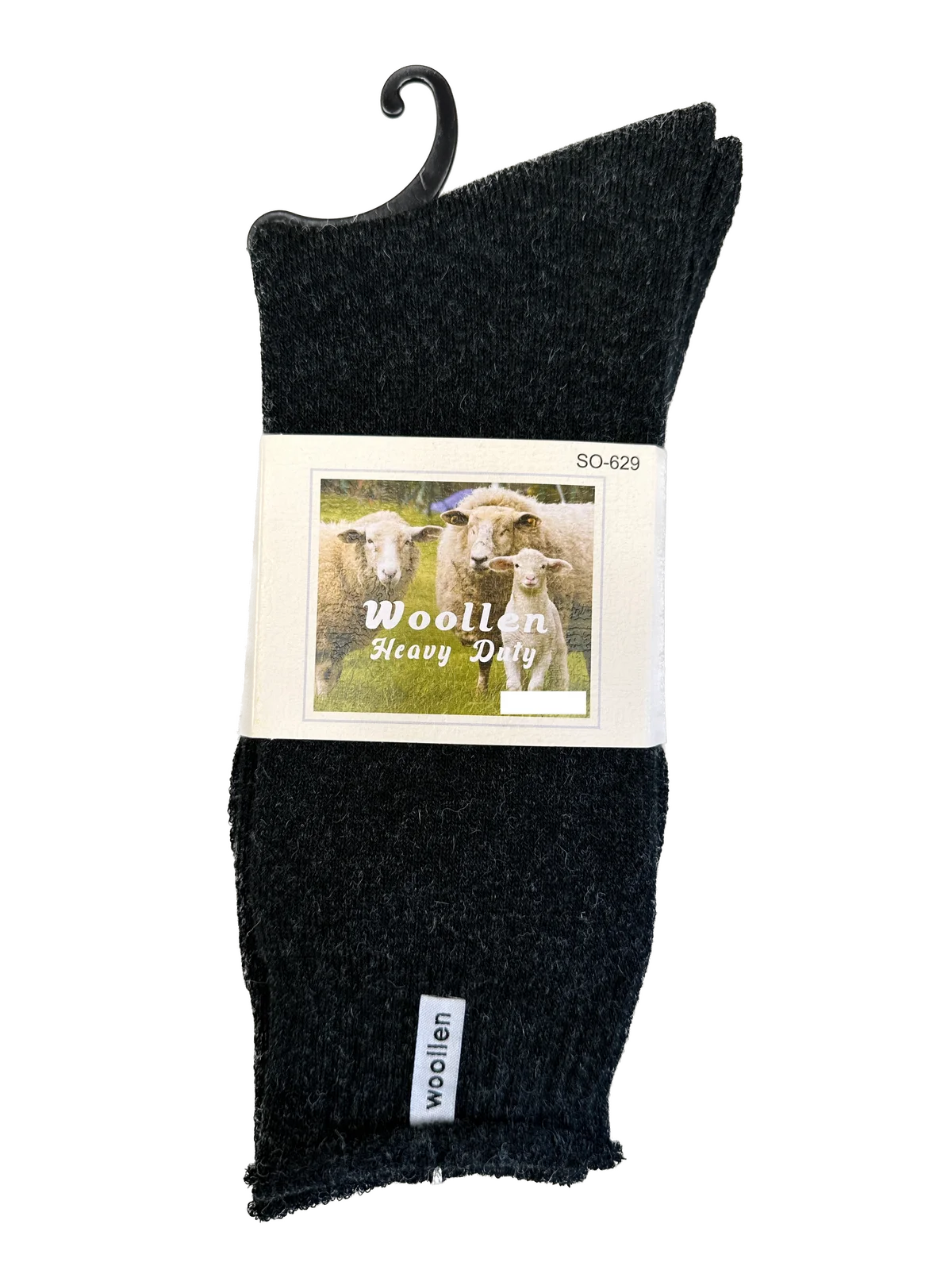 1 Pair Premium Mens Wool Heavy Duty Thick Work Socks Cushion Woolen - Black - 7-11