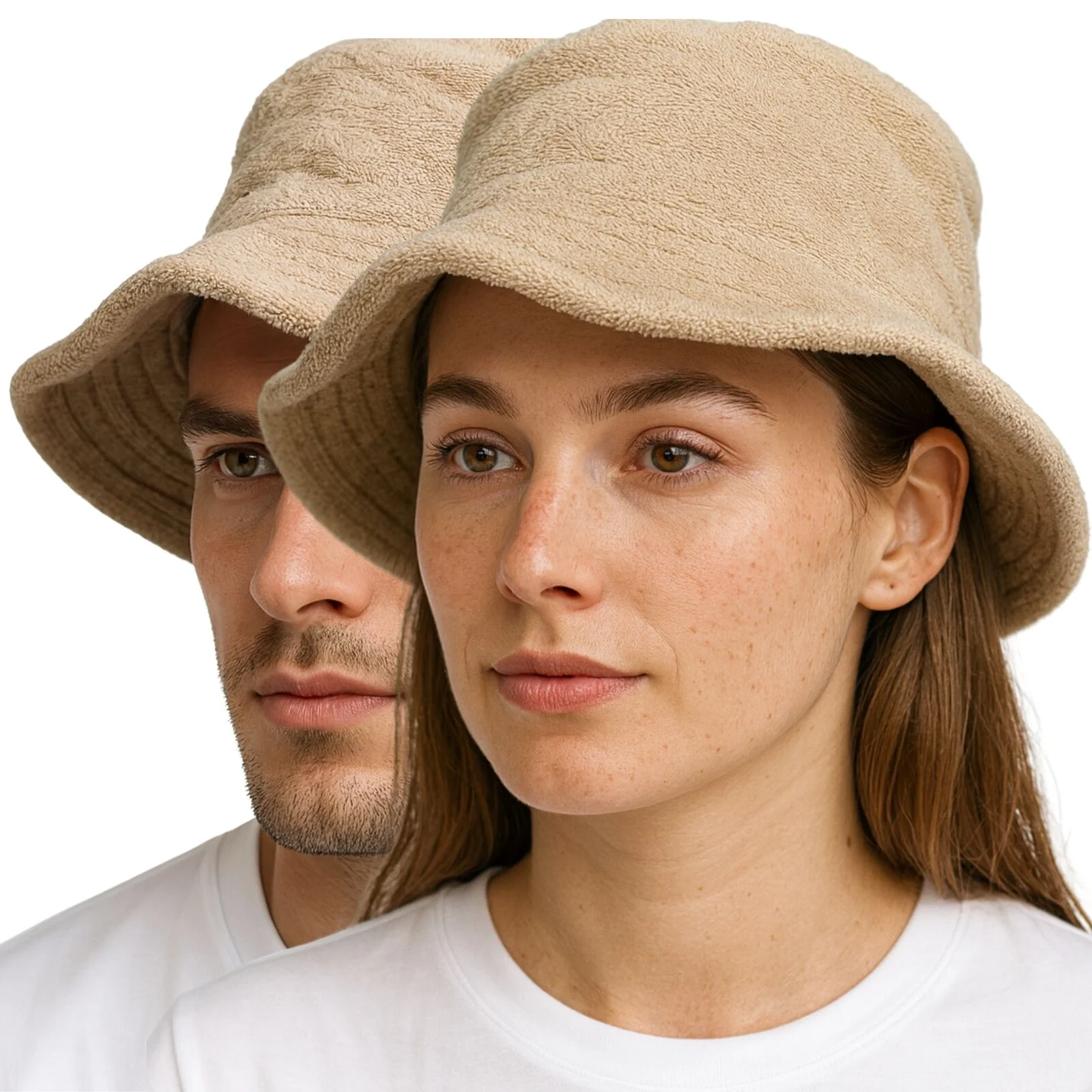 Stingy Brim Terry Towelling Bucket Hat Daggy Fishing Camping Lad Cap 100% COTTON - Beige - S/M