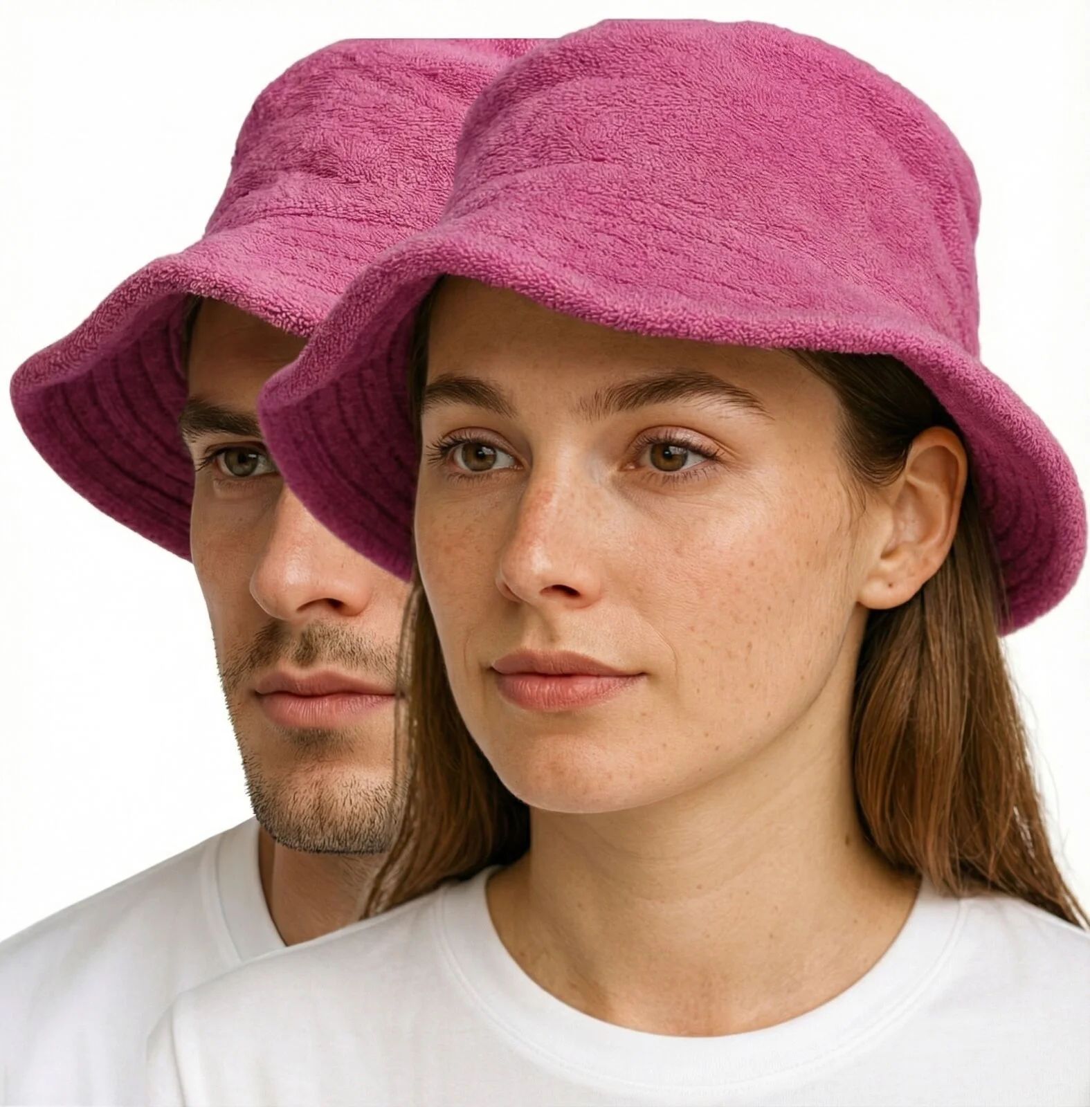 Stingy Brim Terry Towelling Bucket Hat Daggy Fishing Camping Lad Cap 100% COTTON - Fuchsia - XXL