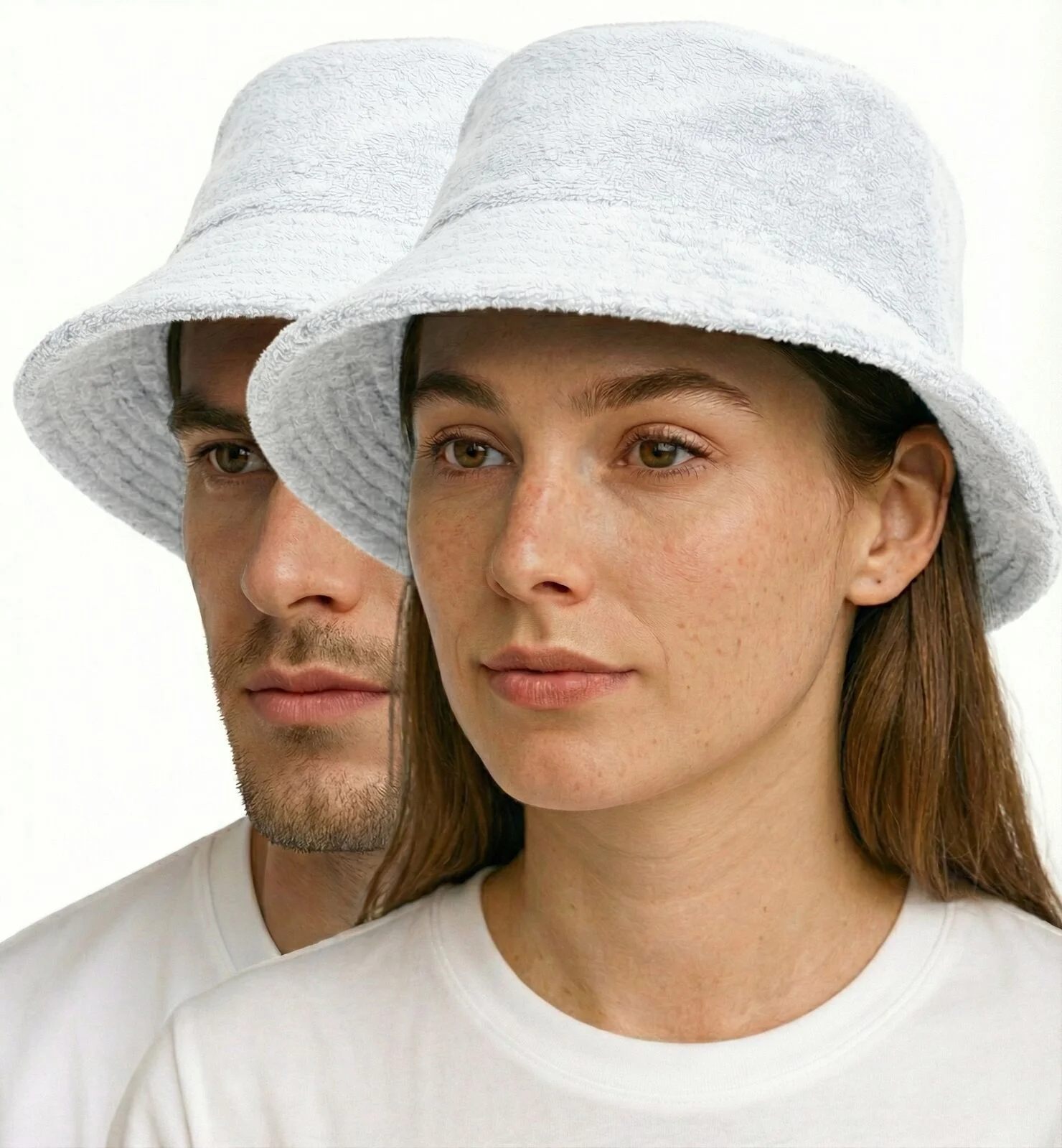 Stingy Brim Terry Towelling Bucket Hat Daggy Fishing Camping Lad Cap 100% COTTON - White - XXL