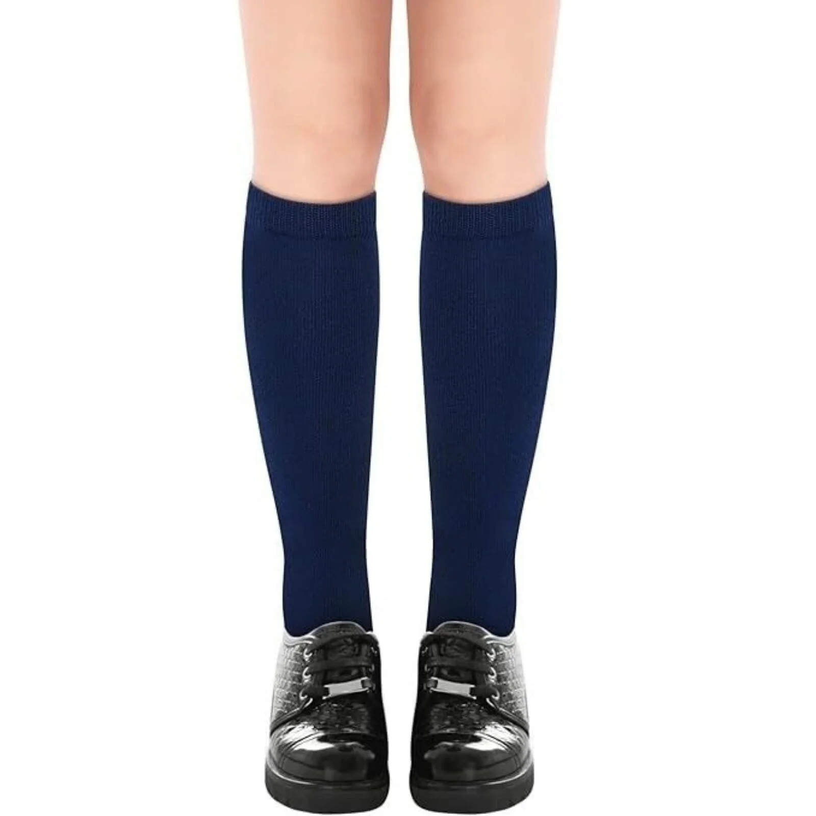 1x Pair School Uniform Knee High Socks Cotton Rich Girls Boys Kids - Navy - 13-3 (8-10 Years Old)