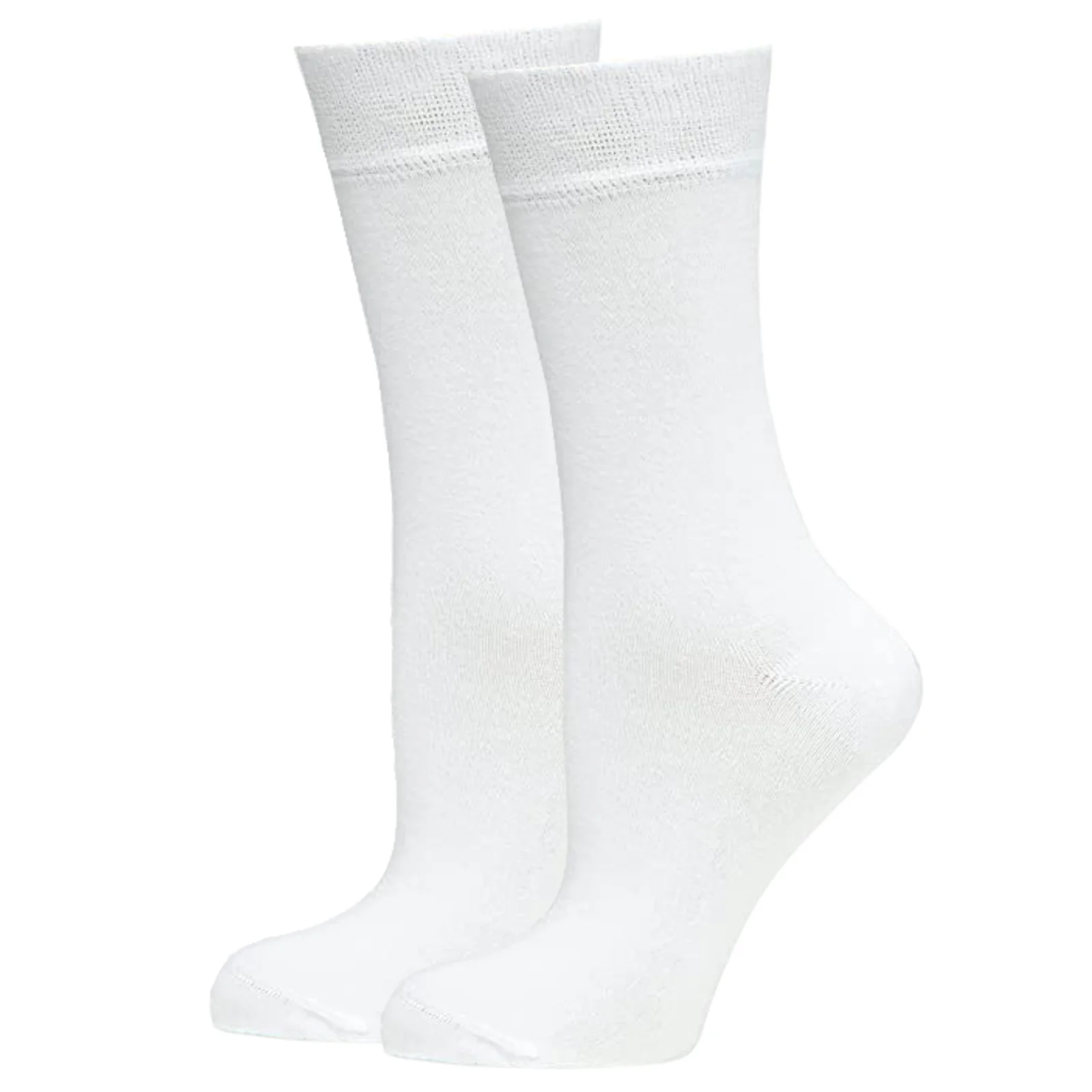BAMBOO SOCKS Crew Natural Eco Healthy Enviro Unisex Work Anti-Bacterial Business - White - 2-8