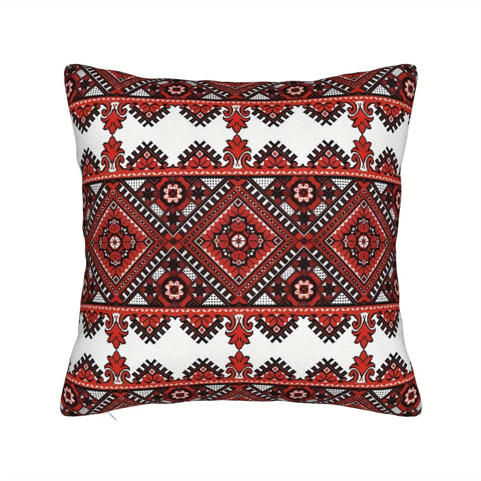 Ukrainian Square Cushion Pillow Cover – Traditional Print Folk w/ Zipper (45x45cm)